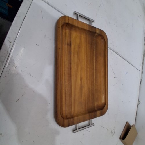 HOMETRENDS WOODEN SERVING TRAY WITH HANDLE - 17" X 9.6" X 1" - BROWN (STYLE: ST8001) image 3