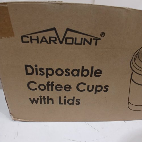 200PK CHARVOUNT DISPOSABLE COFFEE CUPS WITH LIDS - 12 OZ image 2