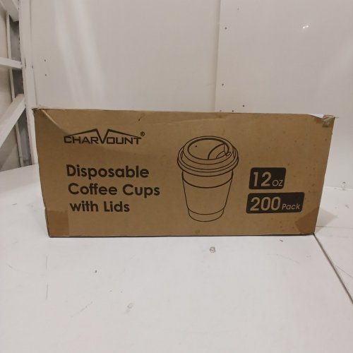 200PK CHARVOUNT DISPOSABLE COFFEE CUPS WITH LIDS - 12 OZ image 5