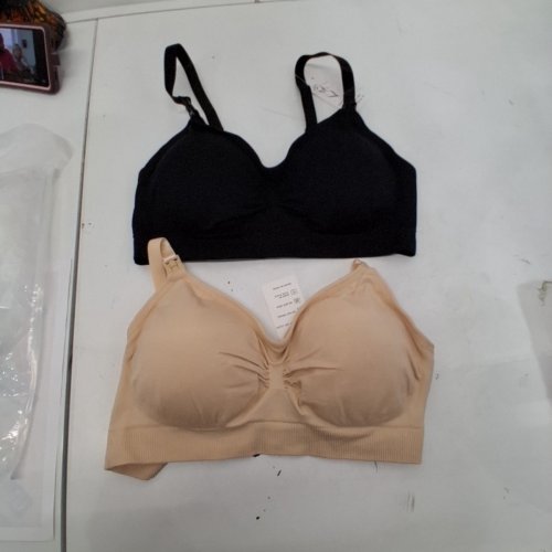 2PK ASSORTED WOMEN'S BREAST FEEDING BRAS -EXTRA LARGE- BLACK AND BEIGE image 2