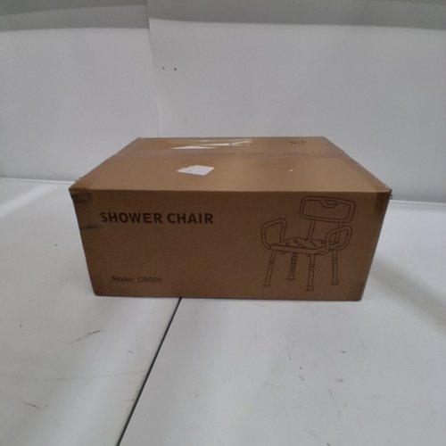 CAREBODA SHOWER CHAIR WITH ADJUSTABLE HEIGHT, REMOVABLE BACK AND PADDED ARMS- GREY/BLUE - (MODEL: CBS05) image 4