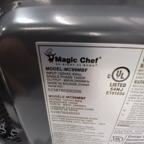 MAGIC CHEF COUNTERTOP MICROWAVE WITH 6 PRE PROGRAMMED COOKING MODES - 0.9 CU. FT - 120V - BLACK (MODEL: MC99MBF) image 2