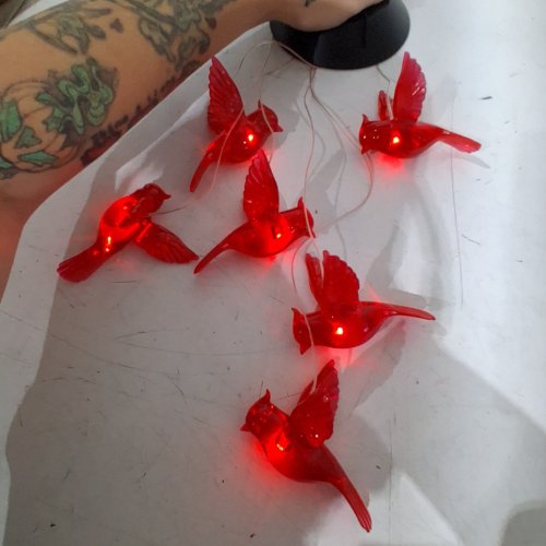 UXORSN OUTDOOR SOLAR CARDINAL WIND CHIMES - RED image 2