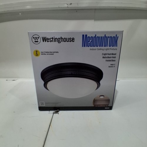 WESTINGHOUSE LIGHTING MEADOWBROOK TWO-LIGHT INDOOR FLUSH-MOUNT CEILING FIXTURE - 13" - MATTE BLACK image 3