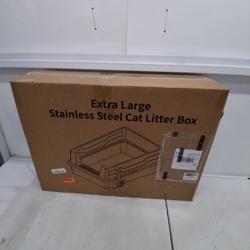 KIKNIN XXXL STAINLESS STEEL LITTER BOX WITH HIGH SIDES, SCOOP & MAT - 28" X 20.5" X 12", FOR BIG CATS & MULTIPLE CATS - STAINLESS STEEL image 5