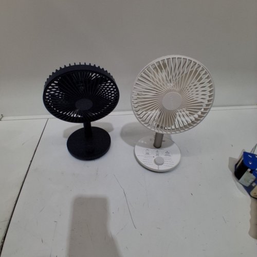 2PC LUMENA FAN STAND 4 CORDLESS DESK FANS - 4 SPEEDS, OSCILLATION - WHITE & NAVY BLUE (MODEL: 1796327) image 3