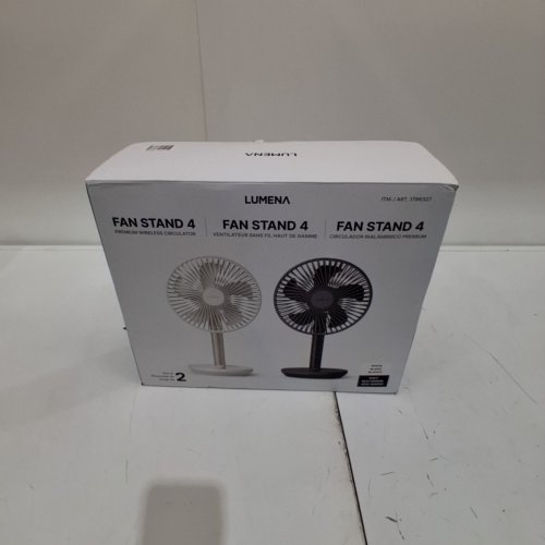 2PC LUMENA FAN STAND 4 CORDLESS DESK FANS - 4 SPEEDS, OSCILLATION - WHITE & NAVY BLUE (MODEL: 1796327) image 4