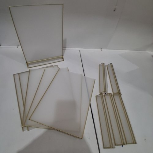 6PK ACRYLIC SIGN HOLDERS - 8.5" X 11" - CLEAR/GOLD image 2