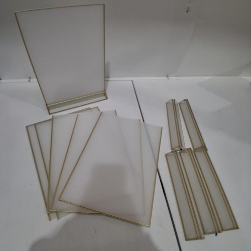 6PK ACRYLIC SIGN HOLDERS - 8.5" X 11" - CLEAR/GOLD image 3