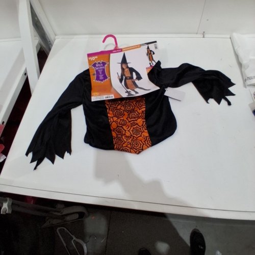 GIRL'S RUBIES WITCH COSTUME - MEDIUM (8/10) - BLACK/ORANGE (STYLE: SORCERESS) image 2