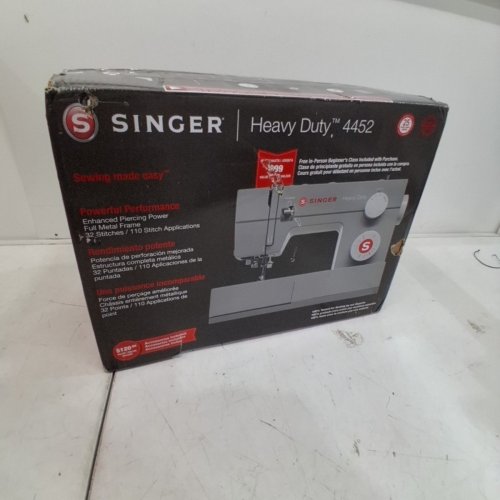 SINGER HEAVY DUTY PEDDLE OPERATED BUILT-IN NEEDLE THREADER SEWING MACHINE - 120 V, 0.7 AMP - GRAY (MODEL: 4452) image 6
