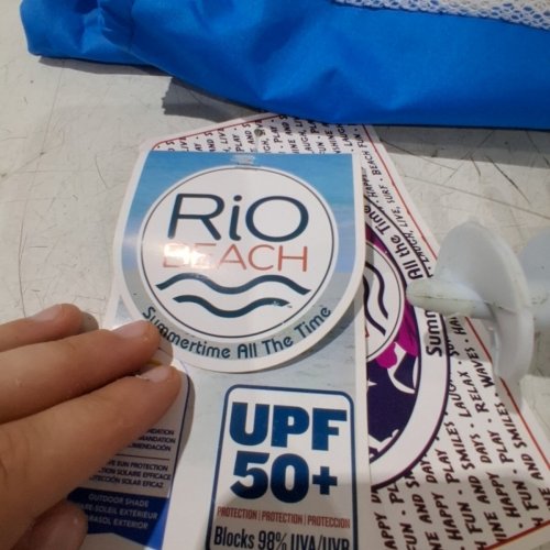 RIO BEACH UMBRELLA WITH BUILT IN SAND ANCHOR AND CARRY BAG 6FT UPF 50+ BLUE image 4