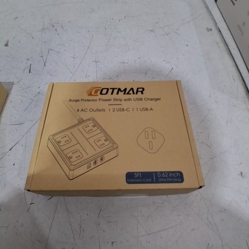 GOTMAR FLAT PLUG POWER BAR WITH USB C - 5FT - WHITE (MODEL: WT-2301-PL) image 2