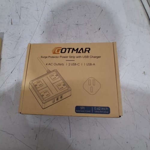 GOTMAR FLAT PLUG POWER BAR WITH USB C - 5FT - WHITE (MODEL: WT-2301-PL) image 4