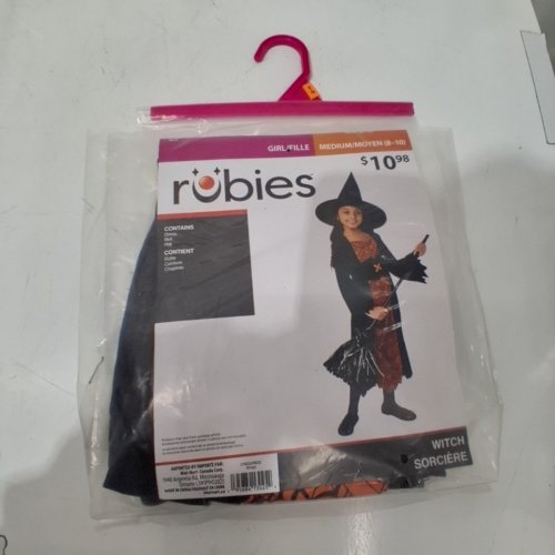 3PC GIRL'S RUBIES WITCH COSTUME - MEDIUM (8/10) - BLACK/ORANGE (STYLE: SORCERESS) image 2