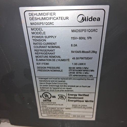 MIDEA CUBE 50 PINT SMART WIFI DEHUMIDIFIER - BLACK - (MAD20S1QWT) image 7