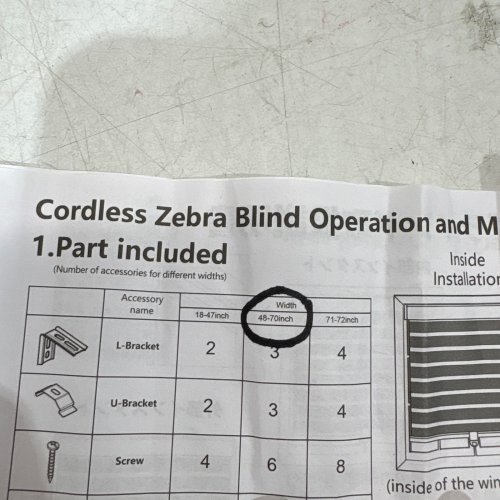 KOKORONA CORDLESS ZEBRA WINDOW ROLLER BLINDS - 54" W X 72" H - WHITE (MODEL: DZSTBML) image 2