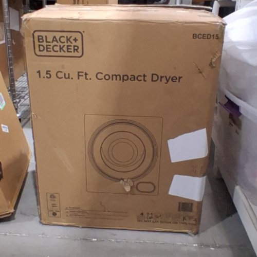 BLACK AND DECKER COMPACT CLOTHES DRYER - 1.5 CU. FT.; 120 V; 850W; 23.8" X 19.5" X 16.1" - LIGHT GRAY (MODEL: BCED15) image 9