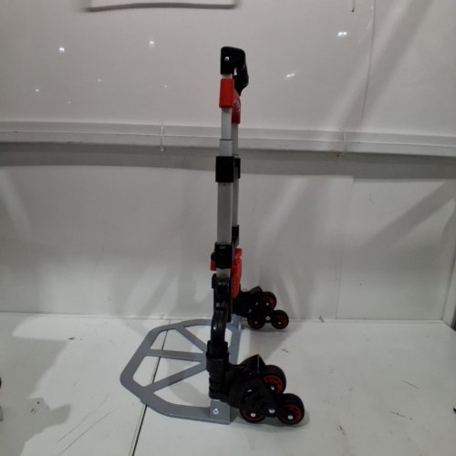 MAGNA ALUMINUM FOLDING PORTABLE HAND TRUCK CART/DOLLY WITH 6 WHEELS, TOTE ATTACHMENT & BUNGIE CORD - 3FT X 15" X 11" - 150LBS CAPACITY - RED/BLACK (MODEL: 1718598) image 3