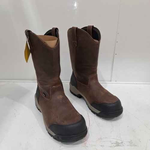 MENS KEEN UTILITY EVANSTON COMPOSITE TOE LEATHER PULL ON WORK BOOTS - SIZE 11.5EE - BLACK/BROWN (STYLE: 1030487) image 3