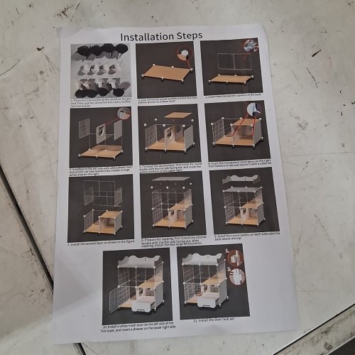 INDOOR 4-SECTION ROLLING CAT VILLA CAGE WITH LITTERBOX - WHITE/LIGHT BROWN - (MODEL: 863519_1) image 6