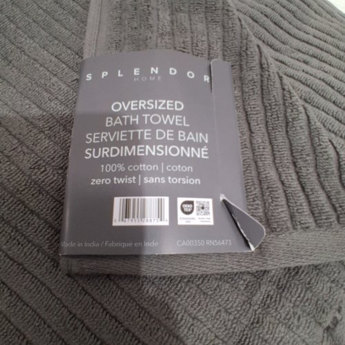 SPLENDOR HOME OVERSIZED COTTON BATH TOWEL - 30" X 58" - GREY (MODEL : 51082287) image 4