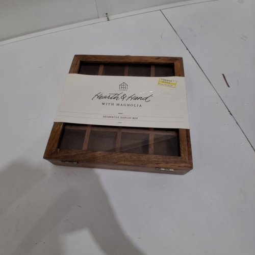 HEARTH & HAND WITH MAGNOLIA WOOD DECORATIVE DISPLAY BOX -10.5" X 10.5" X 2" - BROWN image 3