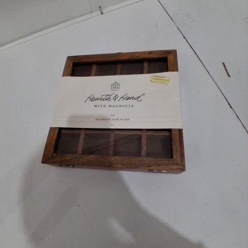 HEARTH & HAND WITH MAGNOLIA WOOD DECORATIVE DISPLAY BOX -10.5" X 10.5" X 2" - BROWN image 4