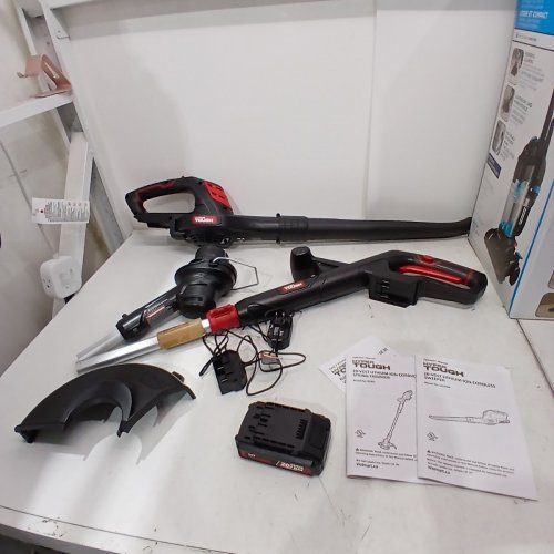 2PC HYPER TOUGH CORDLESS LITHIUM-ION STRING TRIMMER & SWEEPER BLOWER COMBO KIT - 20 V - BLACK / RED image 4
