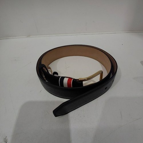 MENS THOM BROWNE PEBBLE GRAIN LEATHER BELT WITH RWB LOOP - 35 MM - SIZE 95 - BLACK (STYLE: MCX039A-001B-001-95) image 3