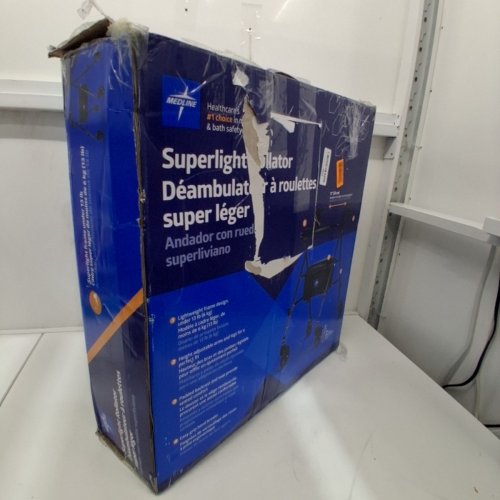 MEDLINE GUARDIAN FOLDABLE SUPERLIGHT ALUMINUM ROLLING WALKER WITH 6" WHEELS - 250LBS CAPACITY - SMOKEY BLUE (MODEL: MDS86825SLB) image 4