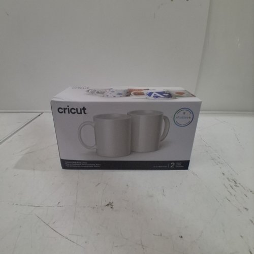 2PK CRICUT BEVELED BLANK CERAMIC MUGS FOR CRICUT MUG PRESS - 12OZ - WHITE image 3