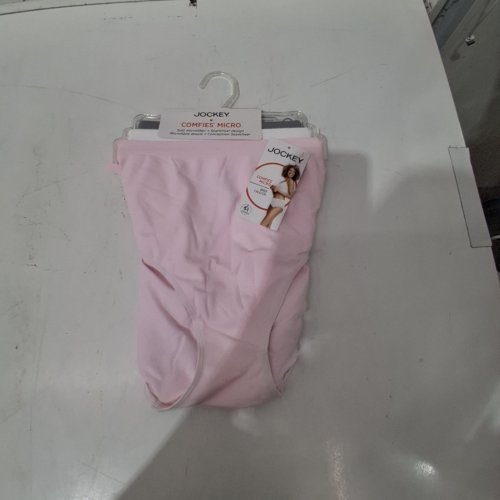 3PK WOMEN'S JOCKEY ELANCE COTTON COMFORT BRIEFS - SIZE LARGE - GREY/WHITE/PINK image 2