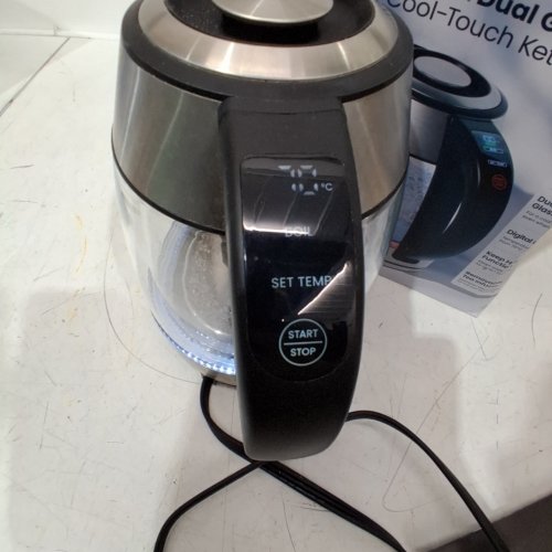 CHEFMAN DUAL-GLASS COOL-TOUCH DIGITAL KETTLE WITH ADJUSTABLE TEMPERATURE AND REMOVABLE TEA INFUSER - 1.7L CAP - STAINLESS STEEL/BLACK (MODEL: RJ11-17-CTI-DG-CA-CO/1992747) image 2