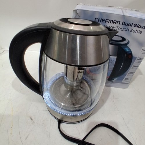 CHEFMAN DUAL-GLASS COOL-TOUCH DIGITAL KETTLE WITH ADJUSTABLE TEMPERATURE AND REMOVABLE TEA INFUSER - 1.7L CAP - STAINLESS STEEL/BLACK (MODEL: RJ11-17-CTI-DG-CA-CO/1992747) image 3