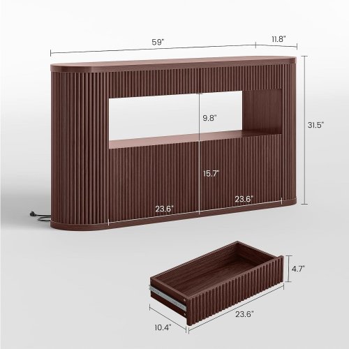 ITAAR CONSOLE TABLE WITH SHOE CABINET DRAWERS AND CHARGING STATION - 59" X 12" X 31" - BLACK - (MODEL: ITKTC100104903A) image 2
