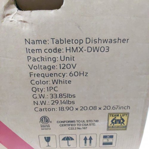 HERMITLUX COUNTERTOP DISHWASHER WITH 5 WASHING PROGRAMS - 950W - WHITE (MODEL: HMX-DW03) image 2