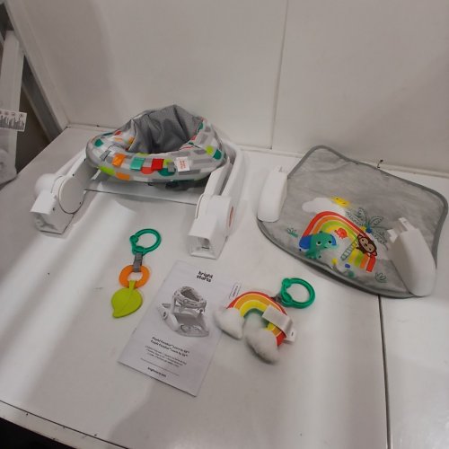 BRIGHT STARTS LEARN-TO-SIT 2-POSITION BABY FLOOR SEAT WITH TOYS - 4-12MONTHS - GREY / WHITE / YELLOW ( MODEL 12956 ) image 2