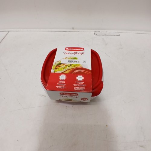 4PC RUBBERMAID TAKE ALONGS SQUARE FOOD STORAGE CONTAINERS - 669ML EACH - RED/CLEAR image 2