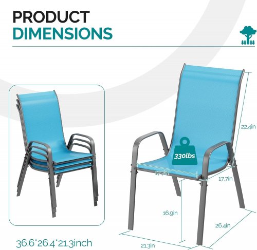 8PC STACKABLE PATIO DINING CHAIR - 330LBS CAPACITY - SKY BLUE (MODEL:CCC-11) image 2