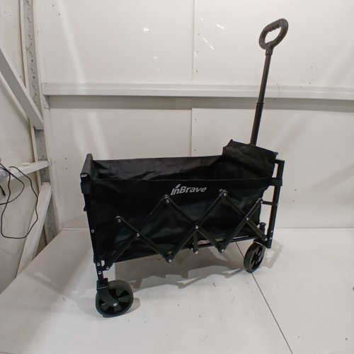 INBRAVE COLLAPSIBLE WAGON CART WITH MESH POUCH - 220 LBS CAPACITY - BLACK image 2