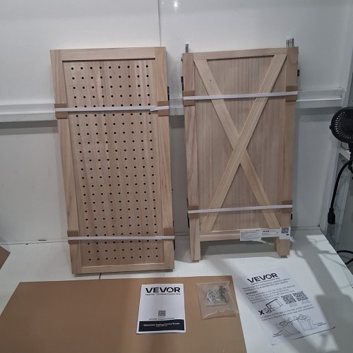 VEVOR 4 PANELS WOOD ROOM DIVIDER PEGBOARD WOOD FOLDING PRIVACY SCREEN - 61" X 60" - NATURAL WOOD (MODEL: XKXD-04NA) image 2