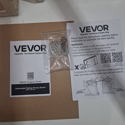 VEVOR 4 PANELS WOOD ROOM DIVIDER PEGBOARD WOOD FOLDING PRIVACY SCREEN - 61" X 60" - NATURAL WOOD (MODEL: XKXD-04NA) image 3