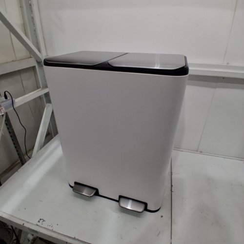 DUAL COMPARTMENT STEP-OPEN SOFT-CLOSE LID TRASH CAN WASTE BIN - 60L - WHITE (MODEL: LY-60) image 2