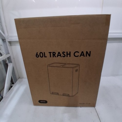 DUAL COMPARTMENT STEP-OPEN SOFT-CLOSE LID TRASH CAN WASTE BIN - 60L - WHITE (MODEL: LY-60) image 4
