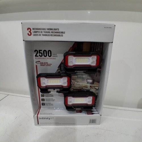 3PK INFINITY X1 RECHARGEABLE STAND UP WORK LIGHTS - UP TO 2500LM - BLACK WARM/TO HIGH BRIGHT WHITE (MODEL: 1937956) image 3