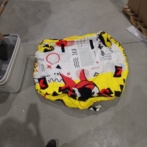 SOTISI INFLATABLE HEAVY DUTY 840D NYLON DECK STYLE TOWABLE 1-2 PERSON CHARIOT WARBIRD WATER FLOAT - YELLOW, RED, WHITE, AND BLACK image 2