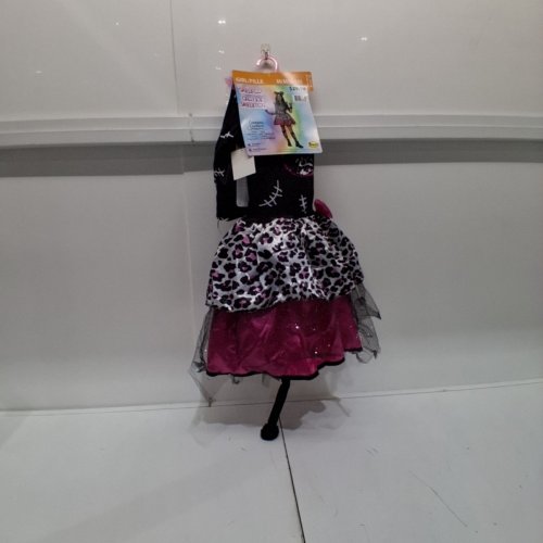 5PC GIRL'S PARTYHOLIC SKELECAT COSTUME MEDIUM (8-10) - BLACK PINK WHITE image 2