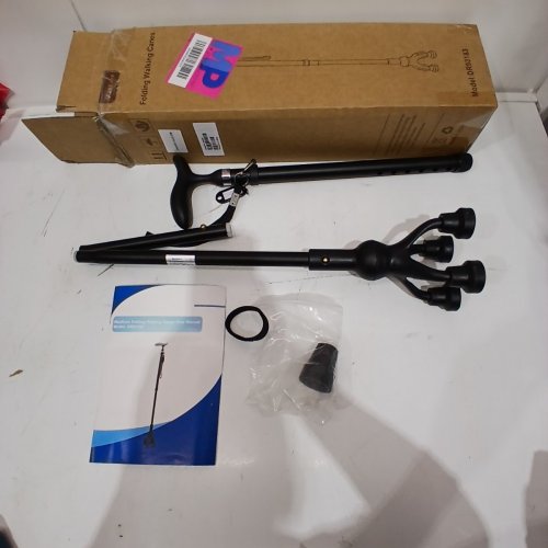 CAREBODA ADJUSTABLE HEIGHT T-HANDLE FOLDABLE CANE - BLACK (MODEL: DR93183) image 2