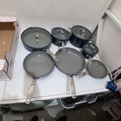 11PC GREENPAN CERAMIC NON-STICK COOKWARE SET - GREY image 2